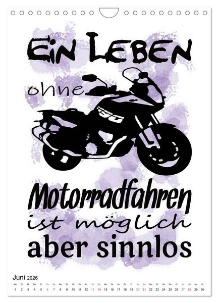 Produktbild: Biker-Spr&uuml;che (Wandkalender 2026 DIN A4 hoch), CALVENDO Monatskalender