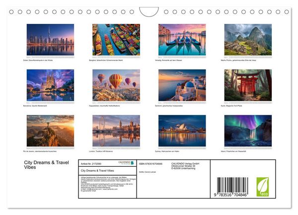 Produktbild: City Dreams & Travel Vibes (Wandkalender 2026 DIN A4 quer), CALVENDO Monatskalender