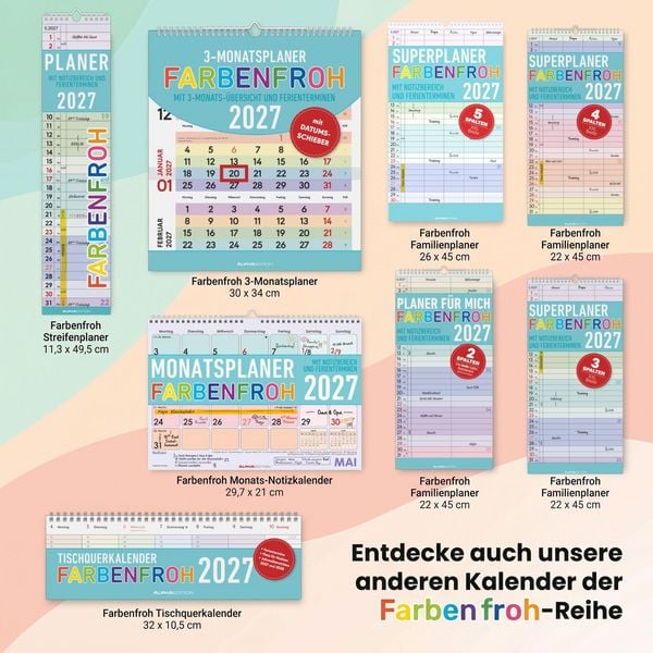 Produktbild: Tischquerkalender Farbenfroh 2027