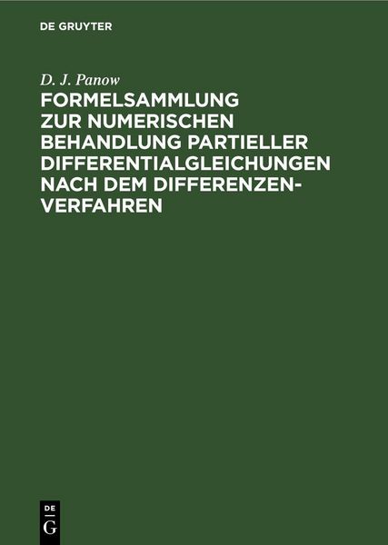 Produktbild: Formelsammlung zur numerischen Behandlung partieller Differentialgleichungen nach dem Differenzenverfahren