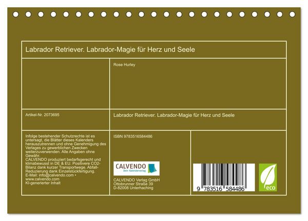 Produktbild: Labrador Retriever. Labrador-Magie f&uuml;r Herz und Seele (Tischkalender 2026 DIN A5 quer), CALVENDO Monatskalender