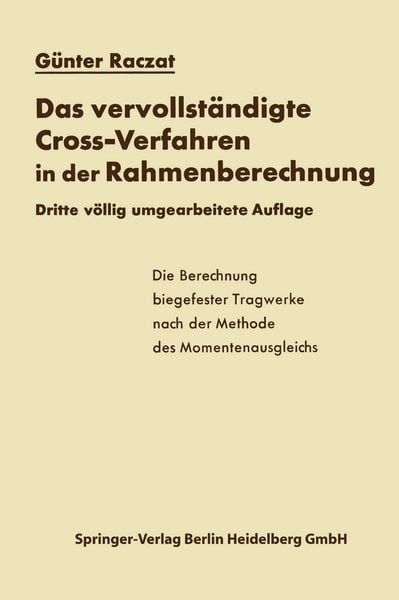 Produktbild: Das vervollst&auml;ndigte Cross-Verfahren in der Rahmenberechnung