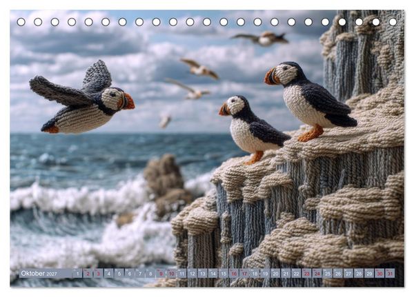 Produktbild: Textile Naturwelten. Amigurumi-&Ouml;kosysteme zZwischen Polarmeer und Savanne (Tischkalender 2027 DIN A5 quer), CALVENDO Monatskalender
