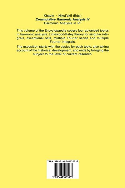Produktbild: Commutative Harmonic Analysis IV