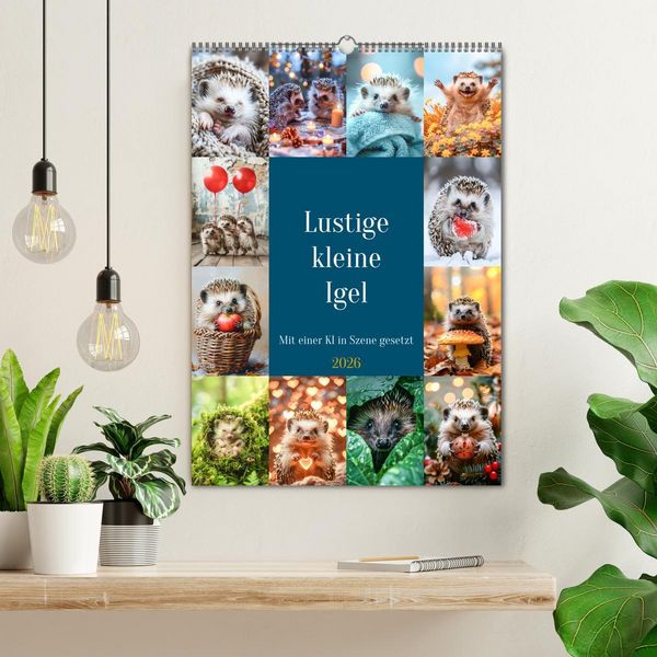 Produktbild: Lustige kleine Igel (Wandkalender 2026 DIN A2 hoch), CALVENDO Monatskalender