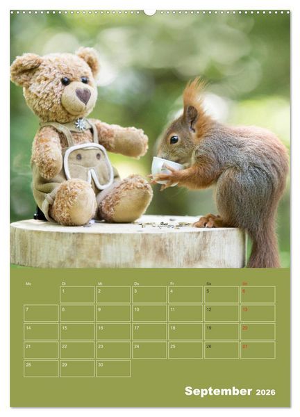 Produktbild: Eichh&ouml;rnchen - Abenteuer mit Freund Teddy (Wandkalender 2026 DIN A2 hoch), CALVENDO Monatskalender