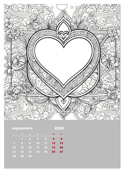 Produktbild: Coloriage (Calendrier mural 2026 DIN A4 horizontal), CALVENDO calendrier mensuel