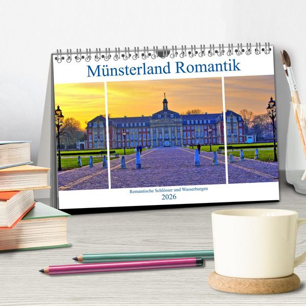 Produktbild: M&uuml;nsterland Romantik - Romantische Schl&ouml;sser und Wasserburgen (Tischkalender 2026 DIN A5 quer), CALVENDO Monatskalender