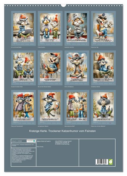 Produktbild: Kratzige Kerle. Trockener Katzenhumor vom Feinsten (Wandkalender 2026 DIN A2 hoch), CALVENDO Monatskalender