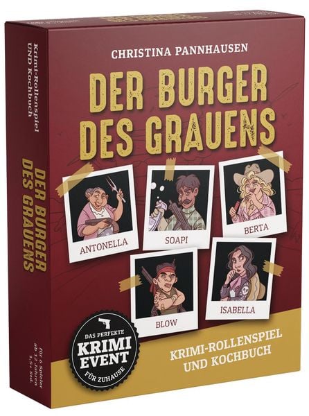Produktbild: Der Burger des Grauens. Krimidinner-Rollenspiel und Kochbuch. F&uuml;r 6 Spieler ab 12 Jahren.
