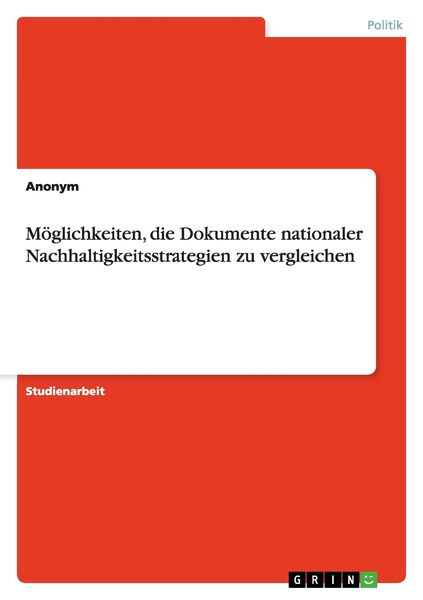 Produktbild: M&ouml;glichkeiten, die Dokumente nationaler Nachhaltigkeitsstrategien zu vergleichen