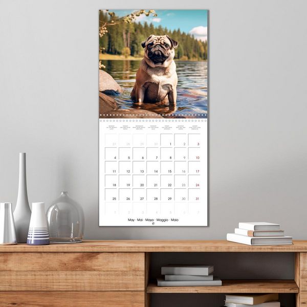 Produktbild: PUGS Cute and cuddly doggies (Wall Calendar 2026 12 &times; 12 Inch) CALVENDO 12 Month Wall Calendar