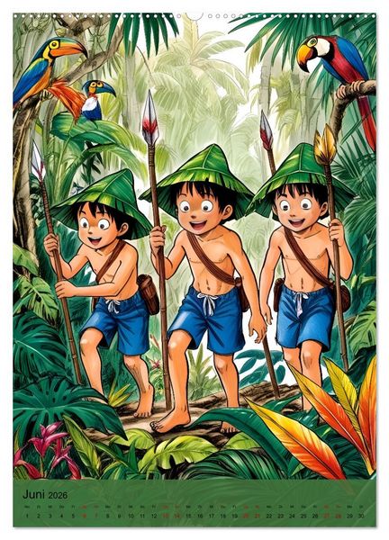 Produktbild: Heldenhafte Jungs - Ein Jahr voller Abenteuer und Freundschaft (hochwertiger Premium Wandkalender 2026 DIN A2 hoch), Kunstdruck in Hochglanz