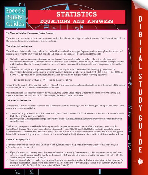 Produktbild: Statistics Equations And Answers (Speedy Study Guide)