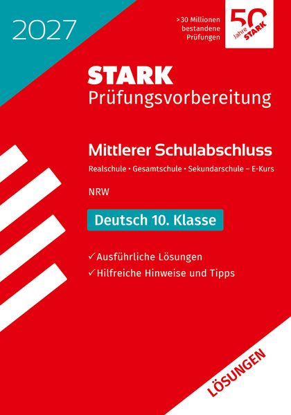 Produktbild: STARK L&ouml;sungen zu Deutsch - Mittlerer Schulabschluss (MSA) 2027 NRW - Pr&uuml;fungsvorbereitung