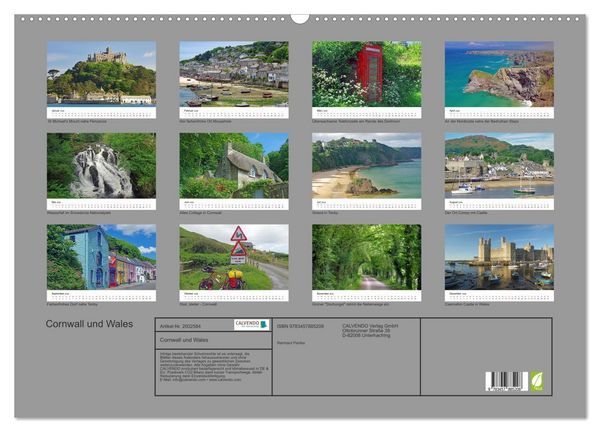 Produktbild: Cornwall und Wales (Wandkalender 2026 DIN A2 quer), CALVENDO Monatskalender