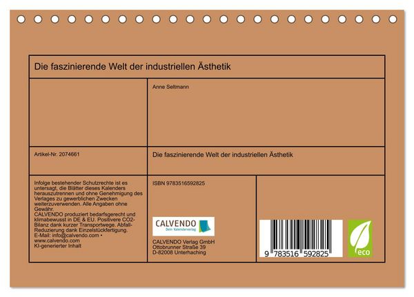 Produktbild: Die faszinierende Welt der industriellen &Auml;sthetik (Tischkalender 2026 DIN A5 quer), CALVENDO Monatskalender