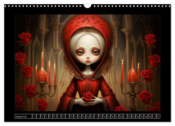 Produktbild: Little Gothic Queens. Surrealistische Illustrationen (Wandkalender 2026 DIN A3 quer), CALVENDO Monatskalender