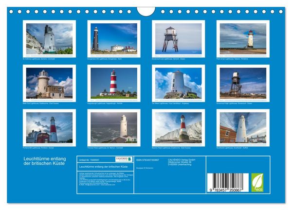 Produktbild: Leuchtt&uuml;rme entlang der britischen K&uuml;ste (Wandkalender 2026 DIN A4 quer), CALVENDO Monatskalender