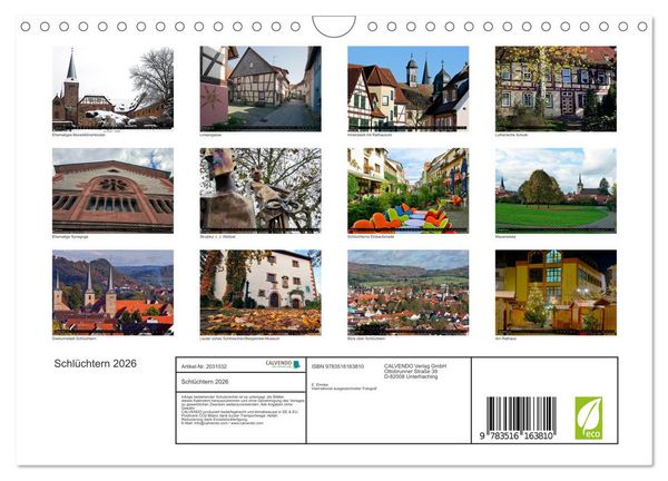 Produktbild: Schl&uuml;chtern 2026 (Wandkalender 2026 DIN A4 quer), CALVENDO Monatskalender