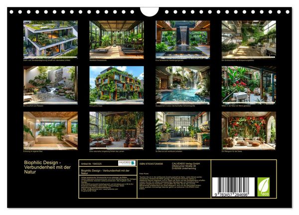 Produktbild: Biophilic Design - Verbundenheit mit der Natur (Wandkalender 2026 DIN A4 quer), CALVENDO Monatskalender