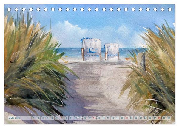 Produktbild: Heiligenhafen in Aquarell (Tischkalender 2026 DIN A5 quer), CALVENDO Monatskalender