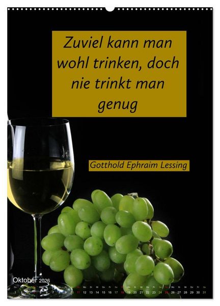 Produktbild: WEIN Weisheiten und Sprichworte (Wandkalender 2026 DIN A2 hoch), CALVENDO Monatskalender