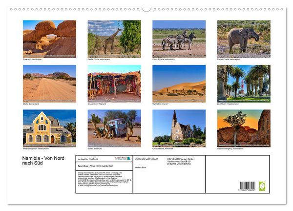Produktbild: Namibia - Von Nord nach S&uuml;d (Wandkalender 2026 DIN A2 quer), CALVENDO Monatskalender