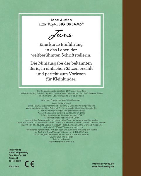 Produktbild: Jane Austen &ndash; Little People, BIG DREAMS. Mini