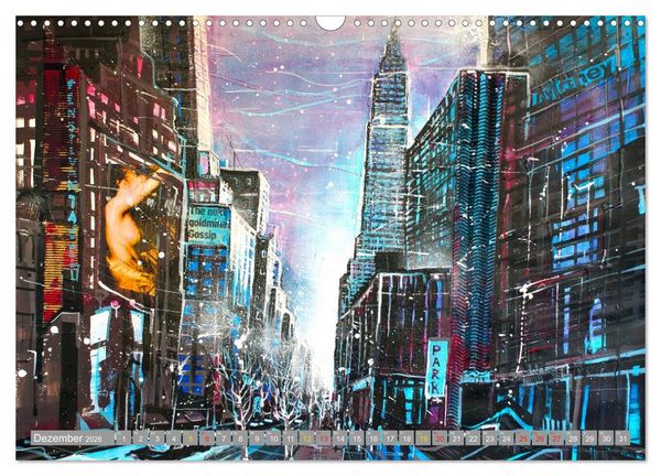 Produktbild: New York Watercolor Citylights (Wandkalender 2026 DIN A3 quer), CALVENDO Monatskalender