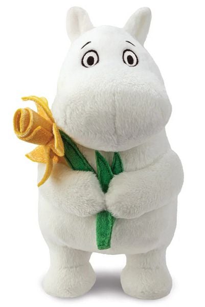 Produktbild: Aurora 61555 - Moomin Standing with Daffodil (Narzisse), Mumin-Pl&uuml;schfigur, ca.17 cm
