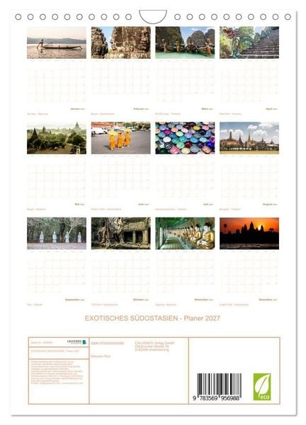 Produktbild: EXOTISCHES S&Uuml;DOSTASIEN - Planer 2027 (Wandkalender 2027 DIN A4 hoch), CALVENDO Monatskalender