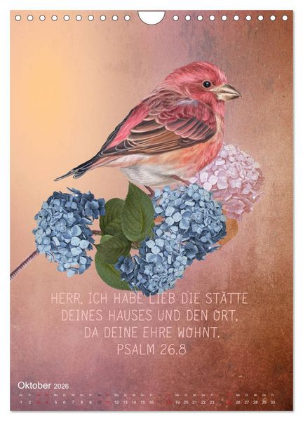 Produktbild: Bibelworte f&uuml;r Vogelfreunde (Wandkalender 2026 DIN A4 hoch), CALVENDO Monatskalender