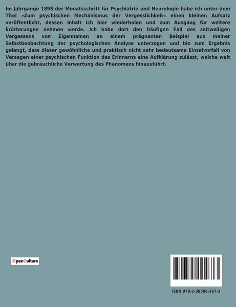 Produktbild: Zur Psychopathologie des Alltagslebens