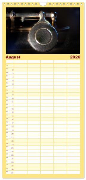 Produktbild: Familienplaner 2026 - Die Querfl&ouml;te, ein herrliches Instrument mit 5 Spalten (Wandkalender, 21 x 45 cm) CALVENDO