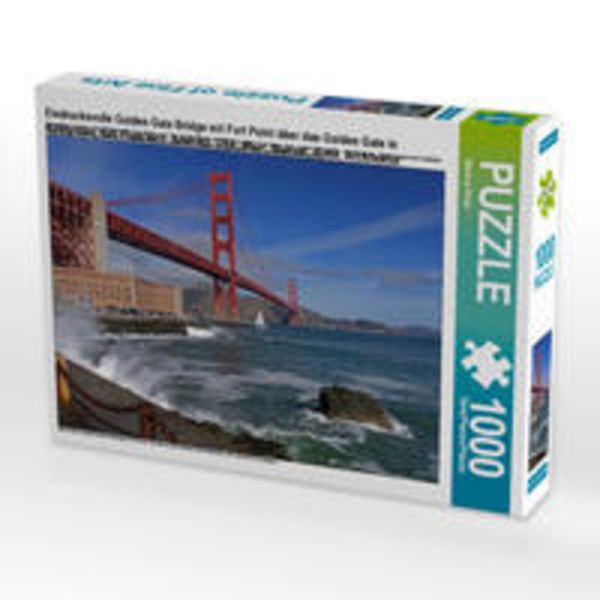 CALVENDO Puzzle Eindrucksvolle Golden Gate Bridge mit Fort Point über das Golden Gate in Kalifornien, San Francisco. Amerika, USA, Meer, Wasser, Ruhe, Architektur | 1000 Teile Lege-Größe 64x48cm Foto-Puzzle für glückliche Stunden