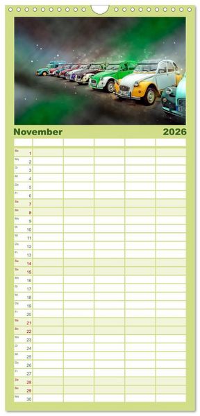 Produktbild: Familienplaner 2026 - Die Ente - Citro&euml;n 2CV mit 5 Spalten (Wandkalender, 21 x 45 cm) CALVENDO