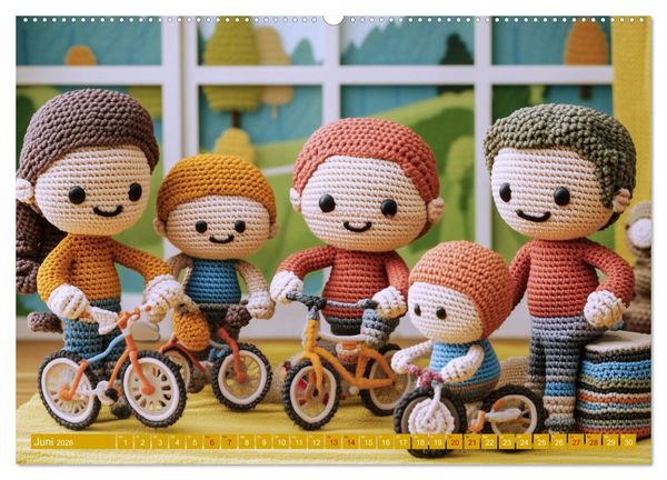 Produktbild: Amigurumi Moments. Ein fantastischer Familienalltag (hochwertiger Premium Wandkalender 2026 DIN A2 quer), Kunstdruck in Hochglanz