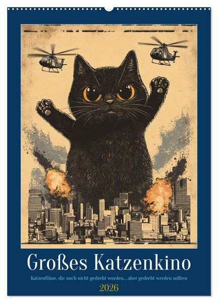 Großes Katzenkino (Wandkalender 2026 DIN A2 hoch), CALVENDO Monatskalender