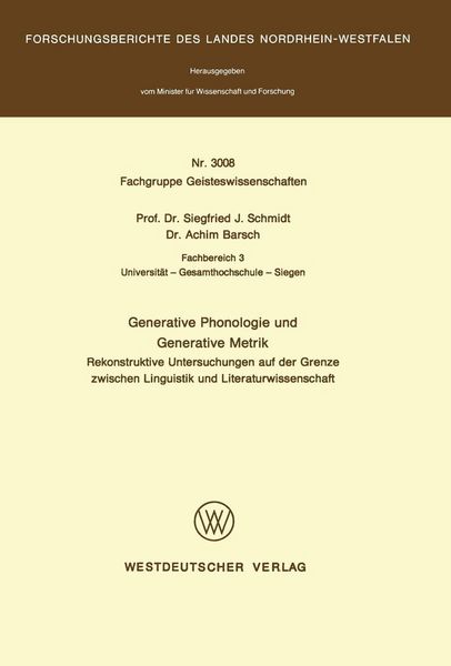 Produktbild: Generative Phonologie und Generative Metrik