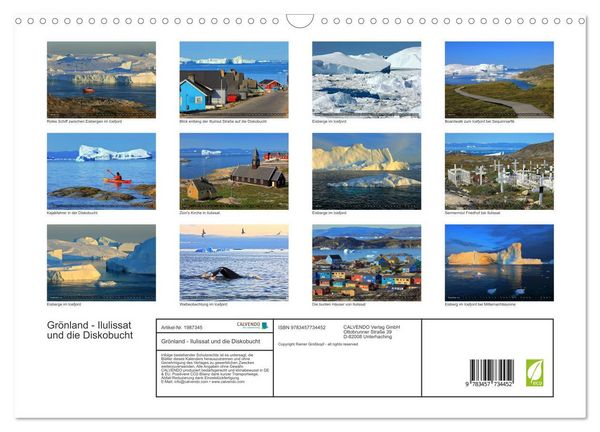 Produktbild: Gr&ouml;nland - Ilulissat und die Diskobucht (Wandkalender 2026 DIN A3 quer), CALVENDO Monatskalender