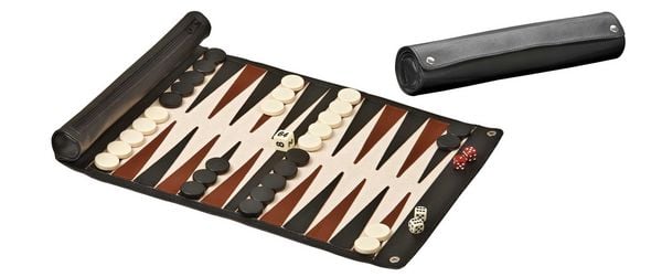 Produktbild: Backgammon, Reise, aufrollbares Spielfeld, Kunstleder