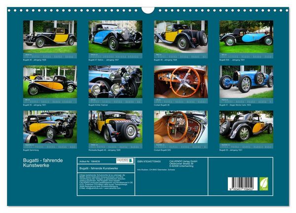 Produktbild: Bugatti - fahrende Kunstwerke (Wandkalender 2026 DIN A3 quer), CALVENDO Monatskalender