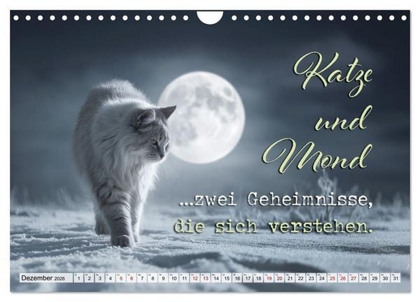 Produktbild: Katzenpoesie - Herzber&uuml;hrende Verse (Wandkalender 2026 DIN A4 quer), CALVENDO Monatskalender