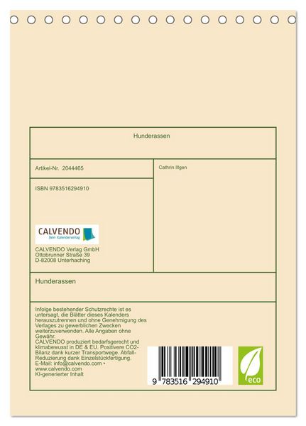 Produktbild: Hunderassen (Tischkalender 2026 DIN A5 hoch), CALVENDO Monatskalender