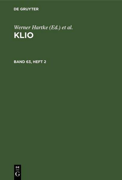 Produktbild: Klio. Band 63, Heft 2