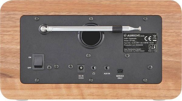 Produktbild: Albrecht DR 865 Tischradio DAB+, UKW AUX Barrierefrei, Inkl. Fernbedienung, Tastensperre, Weckfunktion Holz (dunkel)