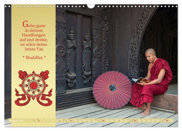 Produktbild: BUDDHAS WORTE - Buddhistische Weisheiten (Wandkalender 2026 DIN A3 quer), CALVENDO Monatskalender