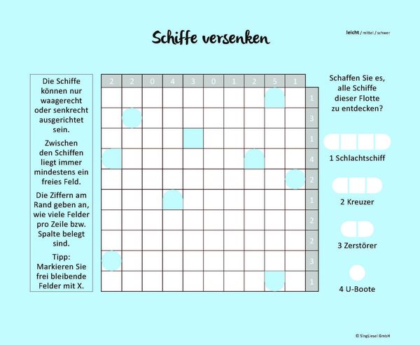 Produktbild: Schiffe versenken. Jetzt ohne Gegner alleine spielen. Der Spiele-Klassiker als Einzel-Spieler-Version. Ged&auml;chtnistraining und Logik-Spiel f&uuml;r stundenlangen R&auml;tsel-Spa&szlig;. R&auml;tsel-Block im XXL-Format