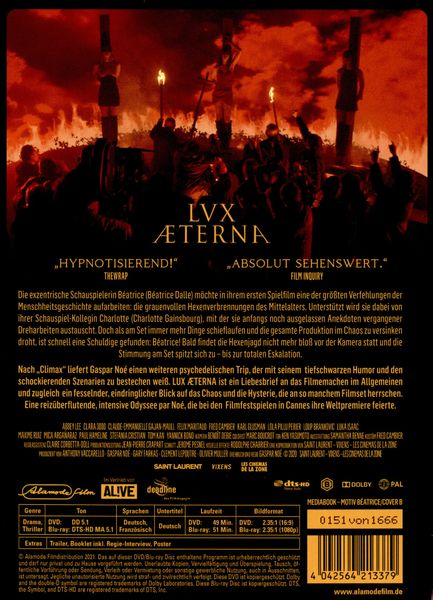 Produktbild: Lux &AElig;terna (Lux Aeterna) - Limited Edition Mediabook - Cover B - limitiert auf 1.666 St&uuml;ck und nummeriert (+ DVD)